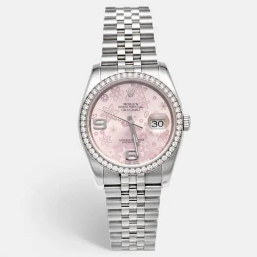 Rolex Datejust 36 116244 Pink Dial Diamond White Gold Steel