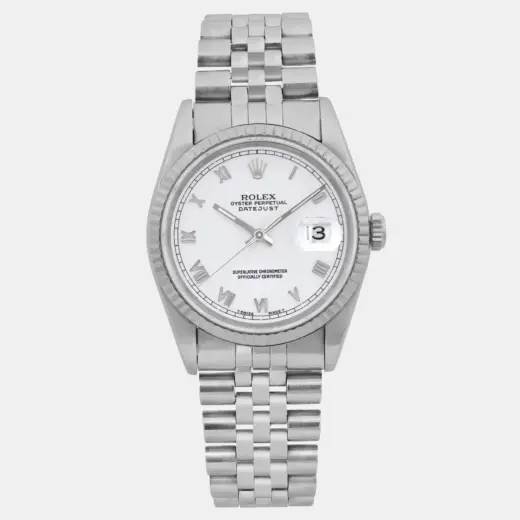Rolex Datejust 36 White Dial in White Gold Steel