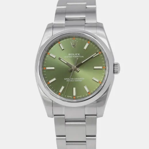 Rolex Oyster Perpetual 34 114200 in Oystersteel with Olive Green Dial